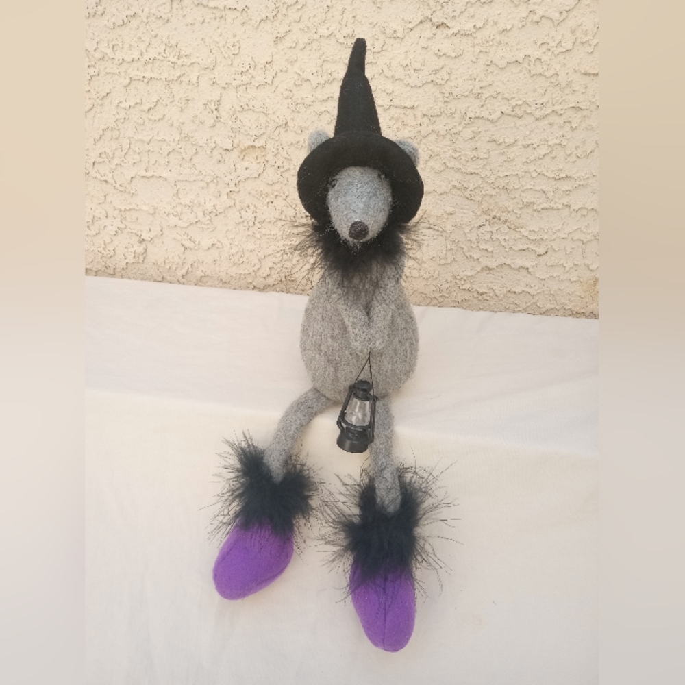 🎃 Halloween Sitting Mouse Witch with Lantern  Cloth Doll Delton 17.5" New